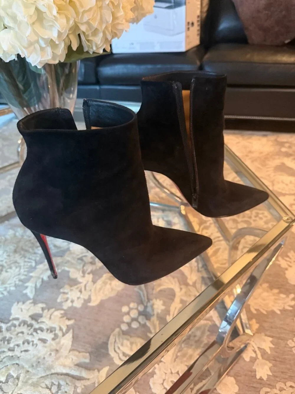 Christian Louboutin 100mm So Kate Suede Booties, $1,295 at Neiman